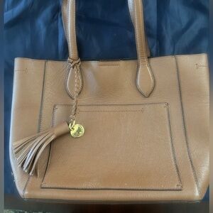 Cole Haan Tan Leather Shoulder Bag with Tassel